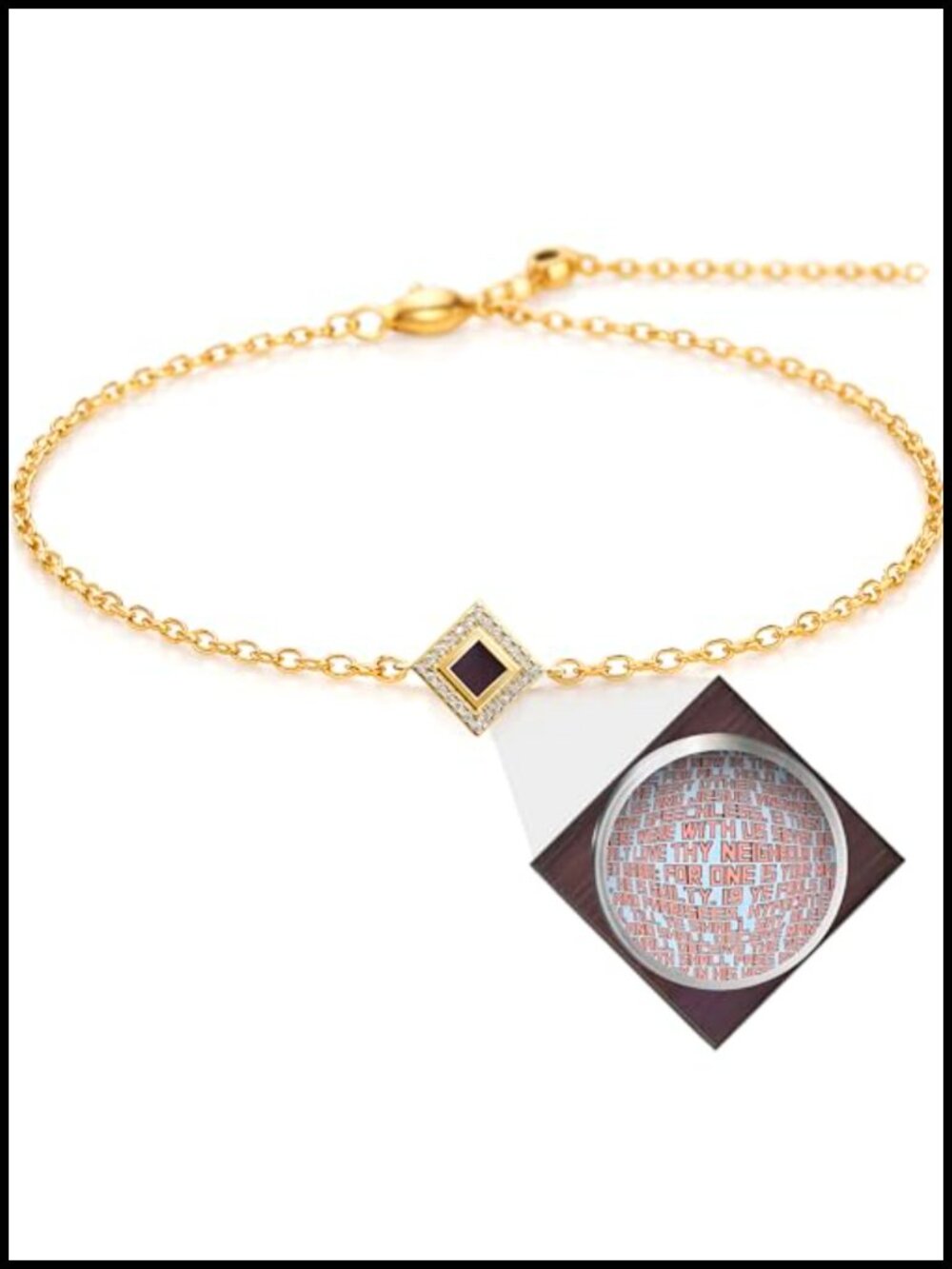Christian Bracelet Nano Bible CZ Paved Charm Sterling Silver Gold Plated